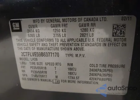 2011 GMC Terrain Slt-1 из США, поврежденный, VIN 2CTFLVE59B6377170